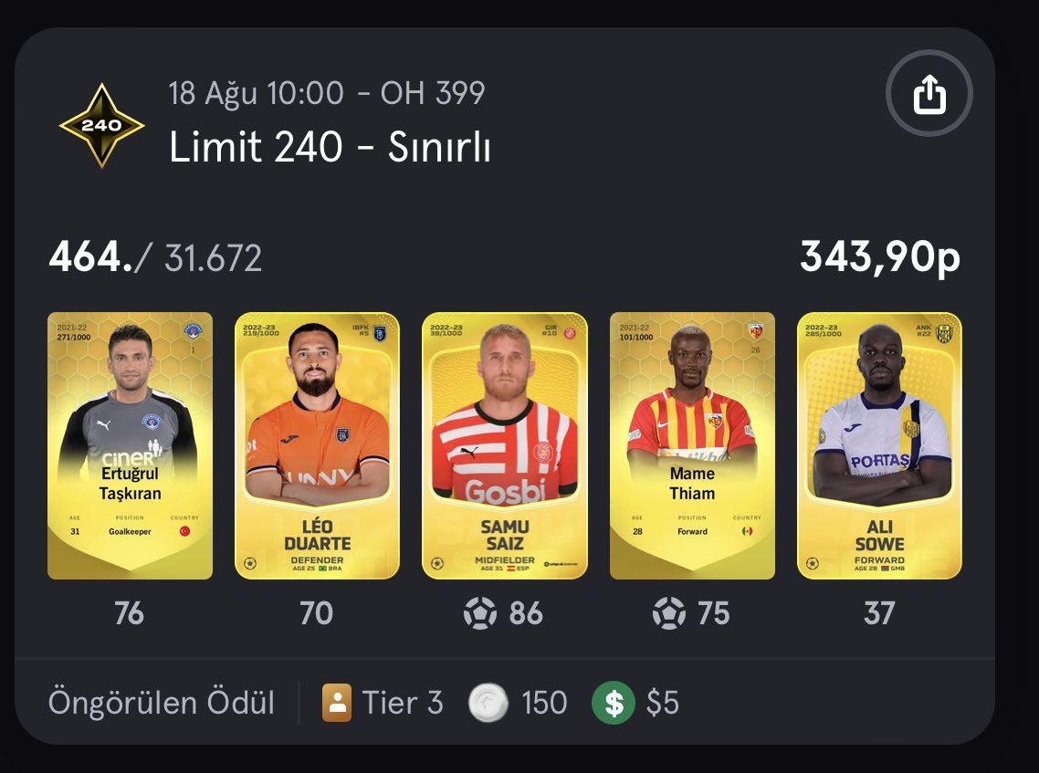 #gw399 t3 limited ve 55 dolarla kapatiyoruz