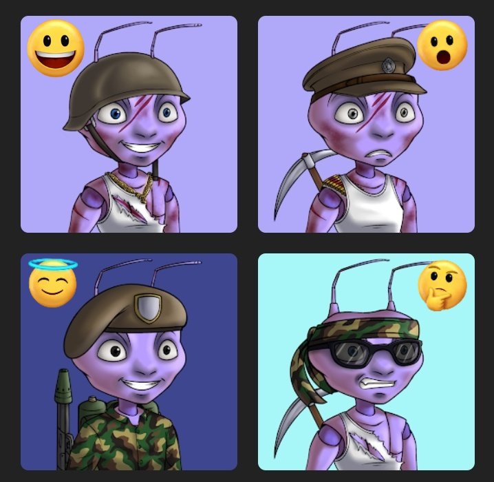 Now #NFTGiveaway 

- Pick one ( 😀 😇 😲 🤔 )
- Drop you $SOL wallet

Ps: Follow @TheAntzNest 

Ends tomorrow morning ❤