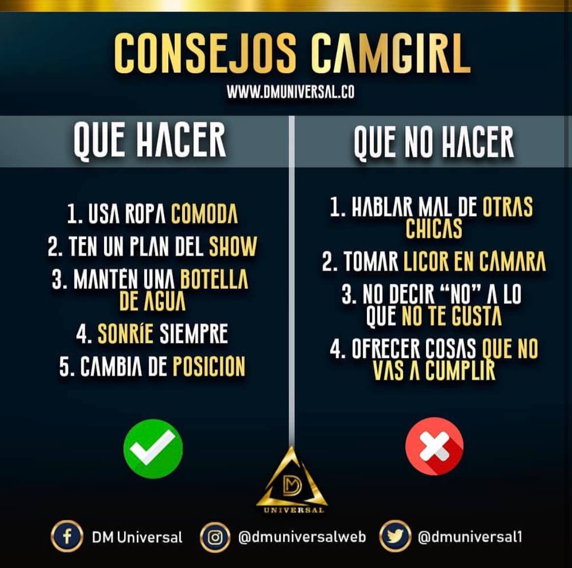 dmuniversal1's tweet photo. Características que definen una buena CAM Girl 🫶🫱🏼‍🫲🏿 #studiowebcam #stripchat  #chaturbate  #tipswebcam https://t.co/xim1U4bA9i
