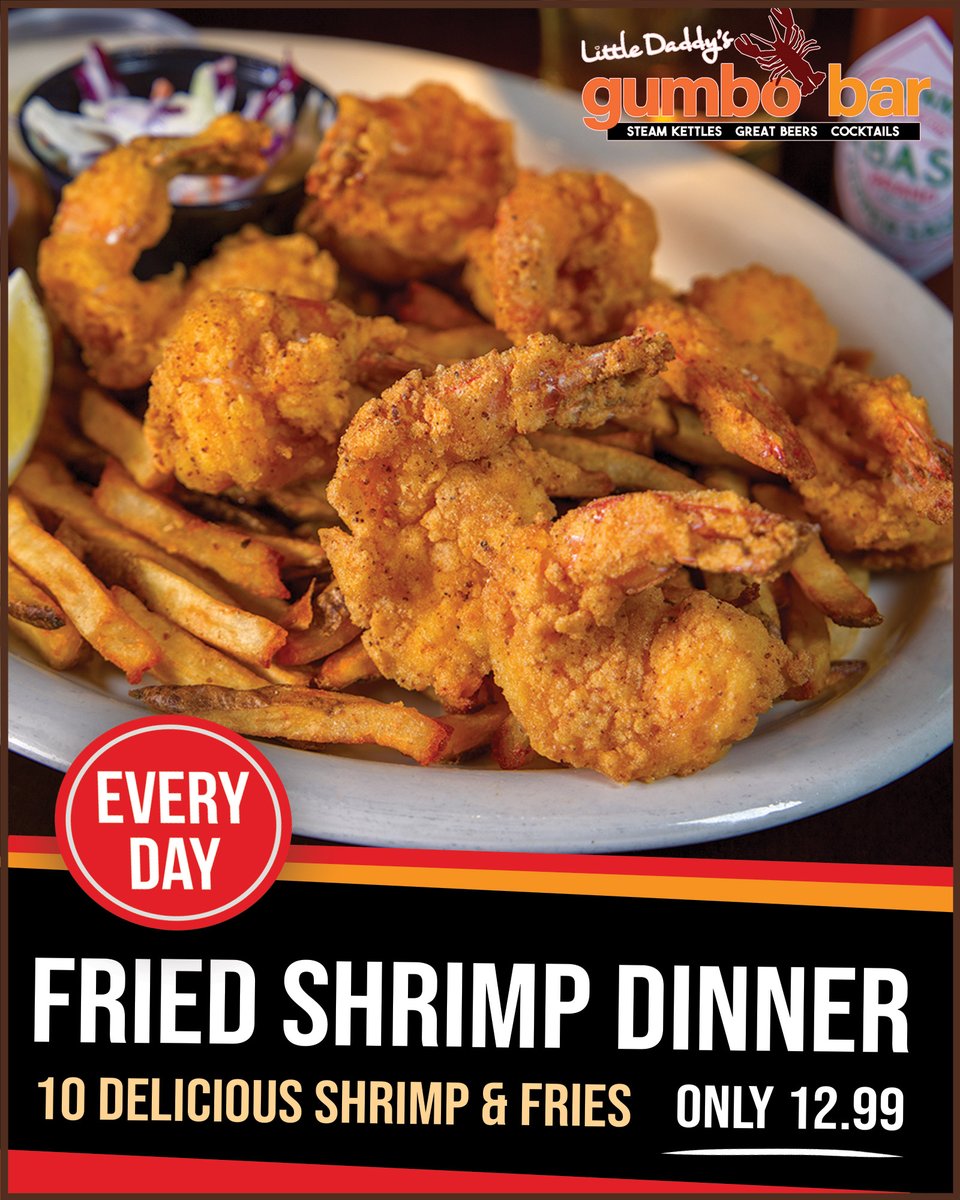 If you love shrimp, you are about to love them even more. Get our Shrimp Dinner with ten delicious shrimp and a side of our scrumptious French fries for only 12.99 daily starting at 4 pm. 🍤♥

Patio Seating Available
Directions: bit.ly/3micabm