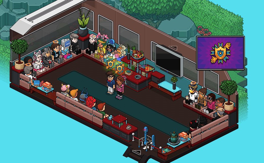 ZarekHabbo's tweet photo. Thanks for joining today on the @Habbo Ambassador Infobus! We had a refresher on the Habbo Way which is like a code of conduct & guide to how to act in Habbo!
Do... Chat, Create, Help, Trade, Play & Host Games and Make Friends!
#Habbo #TheHabboWay #Infobus #HabboAmbs https://t.co/thHu6fbSdf