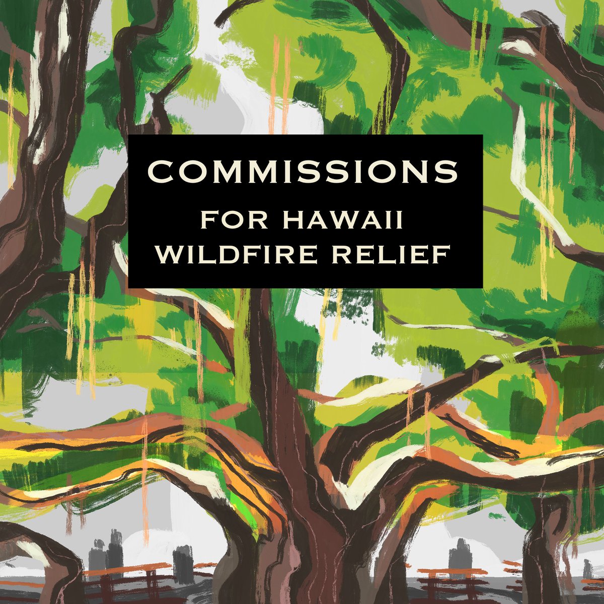 1) This is perhaps late to come, so thank you for everyone who has already supported this cause. But if people are still willing I am opening up three slots for drawn commissions towards the Maui wildfire relief effort. $20 per character, and $20 for an illustrated background.