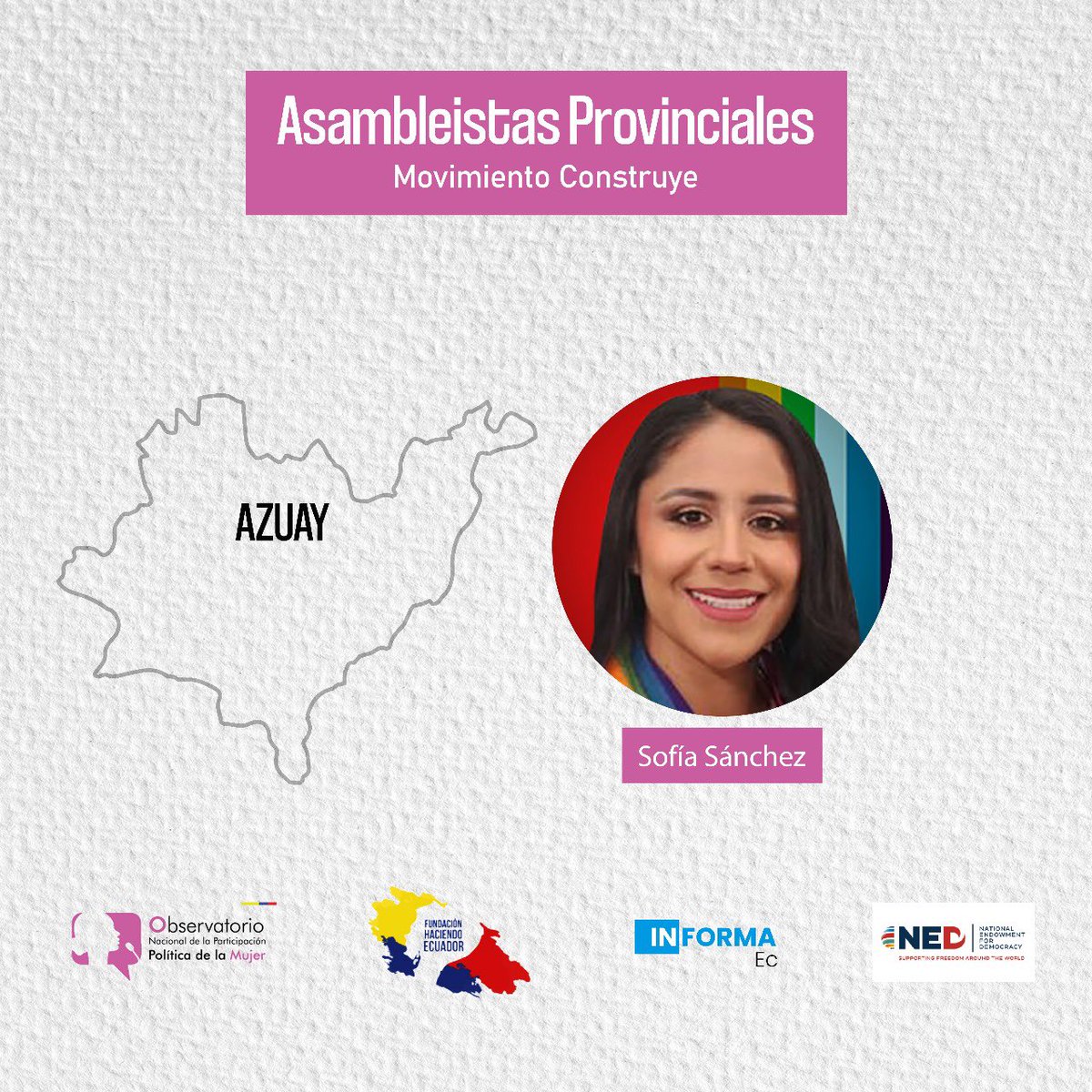 Obs_MujeresEc's tweet photo. 2 de las 5 curules de los  #AsambleistasProvinciales de Azuay ocuparán mujeres 

Sofia Sánchez
@sofisanchezu de @Construye_Ecu 

Mabel Méndez 
@MabeMendezR de @RC5Oficial 

#DemocraciaParitaria50/50 

#EleccionesAnticipadas2023Ec 

🚺🚺

🚹🚹🚹

#ObservacionElectoral
@LeoBerrezueta 
@DiegoMatovelle 
@acastropiedra