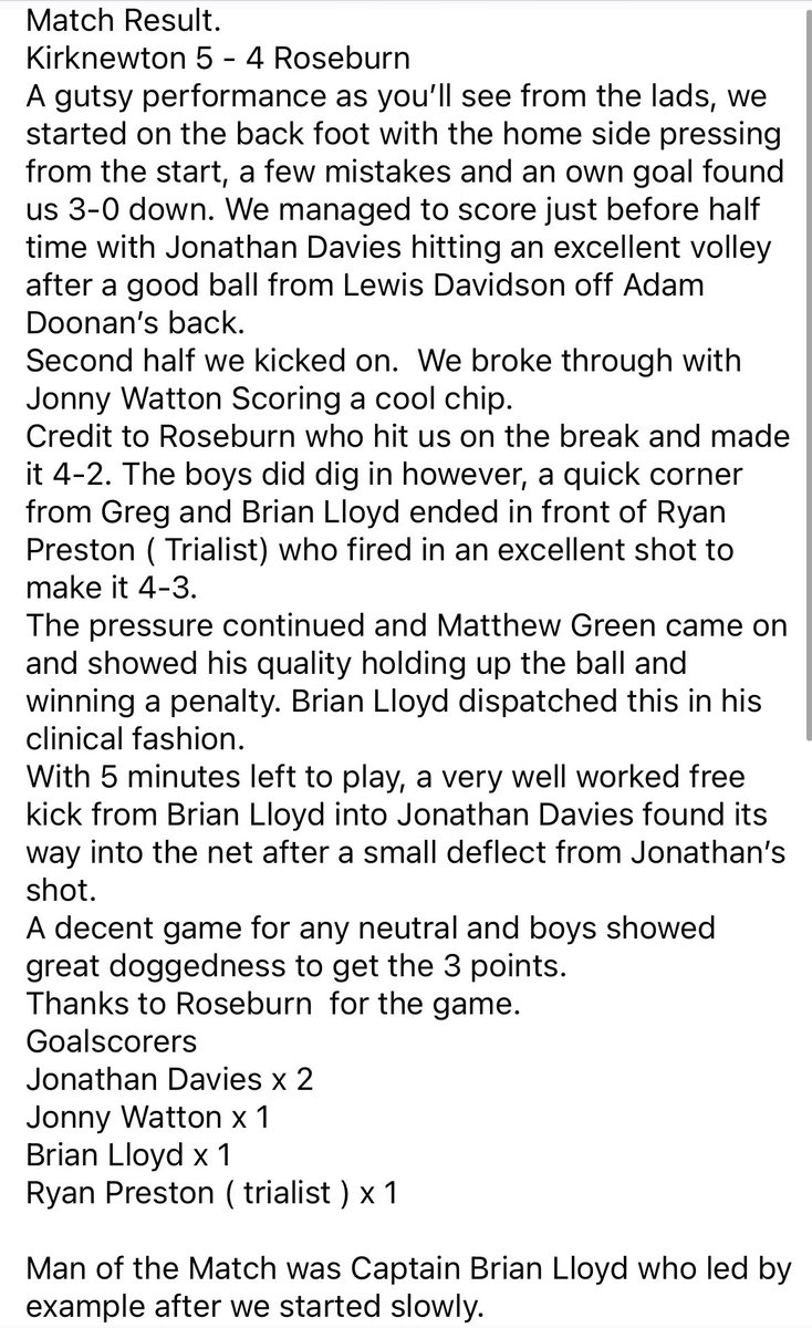 Kirknewton CFC tweet media