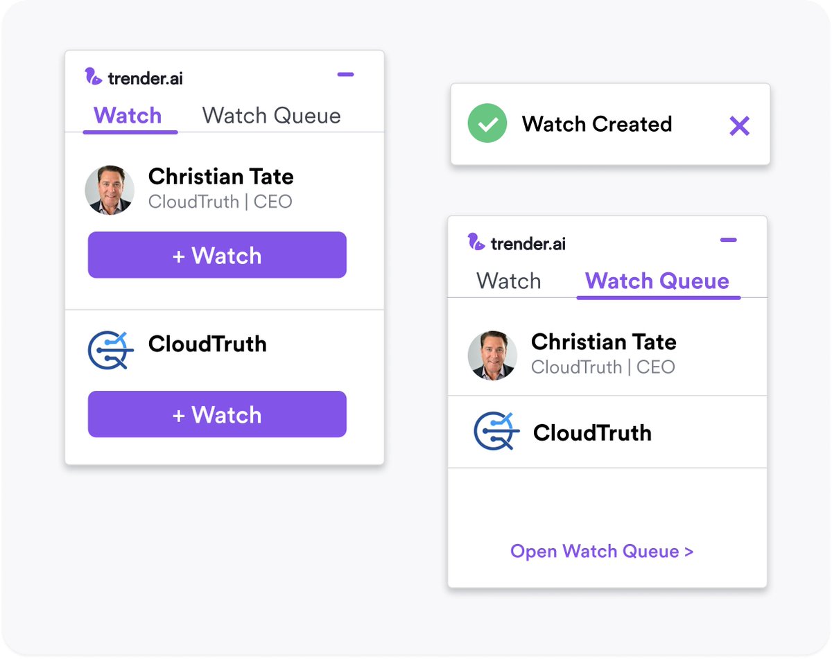 TrenderTag's tweet image. New @TrenderTag functionality. 

We’re super excited today to roll out our #Chrome  extension. Lots of #prospecting functionality in today’s release, with more stuff coming down the line…

What it does⤵️

➡️With one click add a LinkedIn company or contact to a Trender Watch List…