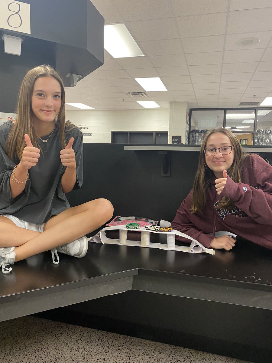 Engineering our way through class today! Bridge building competition! #STEM #ccsd #ccsdfam #middleschool #engineering #bridgebuilding @CherokeeSchools