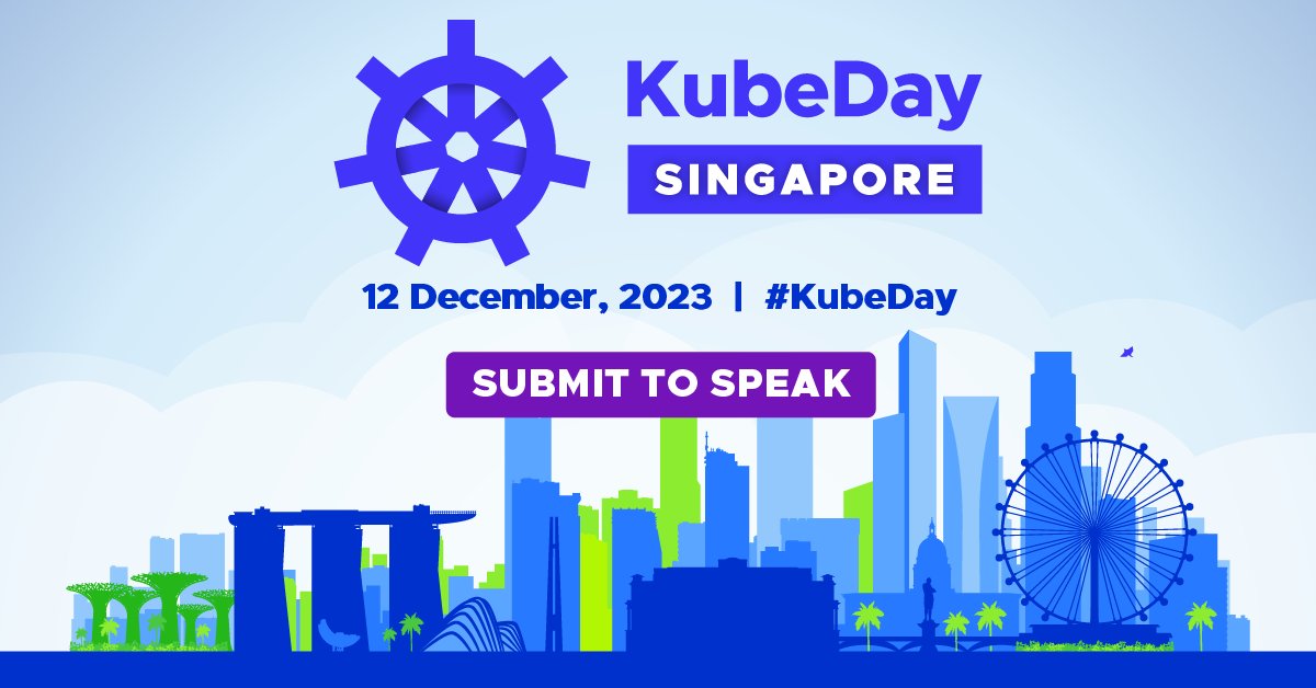 Come one, come all! Submit a proposal to speak at #KubeDay Singapore on topics including #ServiceMesh, #Operations + #Performance, #SoftwareLifecycle, #CloudNative #Security + MUCH more: bit.ly/3rUbWKe. 

Register by 13 Oct + SAVE: hubs.la/Q01-gwLP0