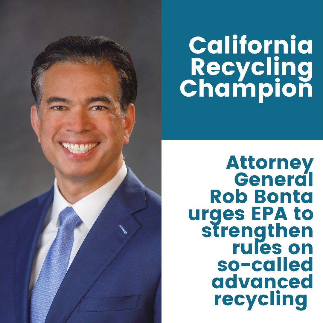 .@AGRobBonta continues legacy as CA's Recycling Champion by joining other AGs in urging @epa to strengthen regulations on 'advanced recycling' facilities

oag.ca.gov/news/press-rel… 
#AdvancedRecycling #Pyrolysis #Gasification #WasteToFuel
