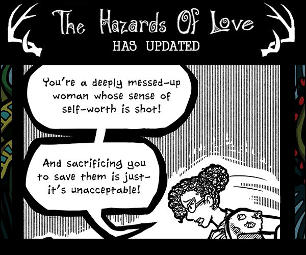 Snakewife's tweet photo. Hey, hello, I've been away on funny business, and missed posting updates so HERE THEY ARE.

Starting with last Friday's #HazardsComic, in which Iolanthe has a Reaction to Veronica's humorous self-deprecation. 

https://t.co/D3H2oqLSbk https://t.co/xrCKBX9yun