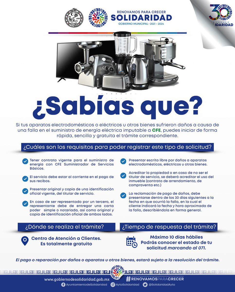 LiliCamposM's tweet photo. Debido a los apagones que sufrió la ciudad en días pasados, la CFE nos hace llegar el procedimiento para que realicen su reporte por daños a electrodomésticos y sean repuestos sus bienes. Les comparto la información. #RenovamosParaCrecer https://t.co/a9pjFbIICC