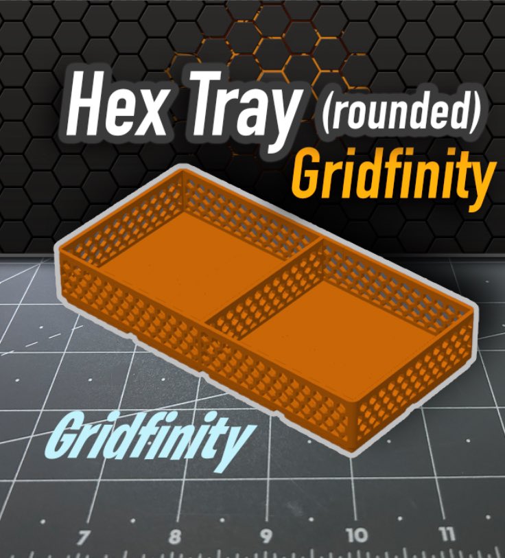 K2_Kevin's tweet photo. New Hex Trays / Bins designed with Gridfinity in mind. Releasing them for those โFlat Bottomsโ soon. Queenโฆ anyoneโฆ. Available on @Thangs3D now: https://t.co/yuPz5YKc54 https://t.co/R0dwRBkobx
