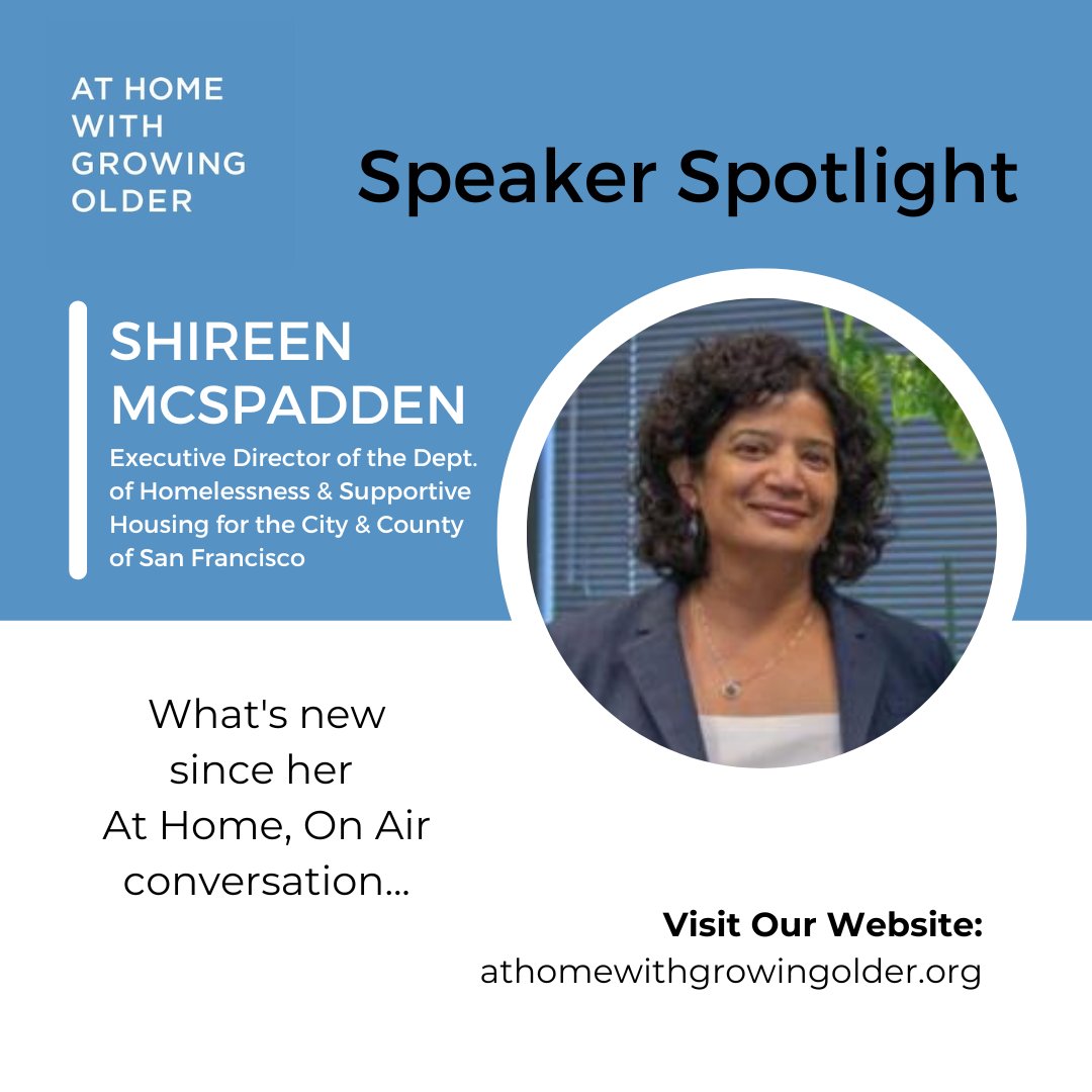 Today's #SpeakerSpotlight is Shireen McSpadden, the Executive Director of the @SF_HSH. Shireen spoke with us on #AtHomeOnAir on March 4, 2021 about 'Thinking Global, Acting Local.' Listen to the conversation: ow.ly/isIv50PC8cj