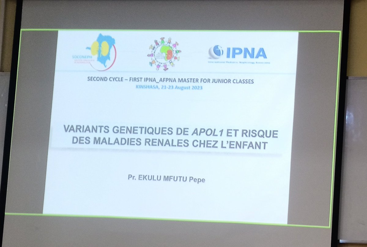 AgatheNkoy's tweet photo. Données sur les variants à risque de #APOL1 chez l'enfant en RD Congo. Brillante présentation @drmfutu 
#SOCONEPH2023
#CongrèsNéphrologie
#AFPNA

@CN23SOCONEPH @IPNA_PedNeph https://t.co/EUxmXps3fm