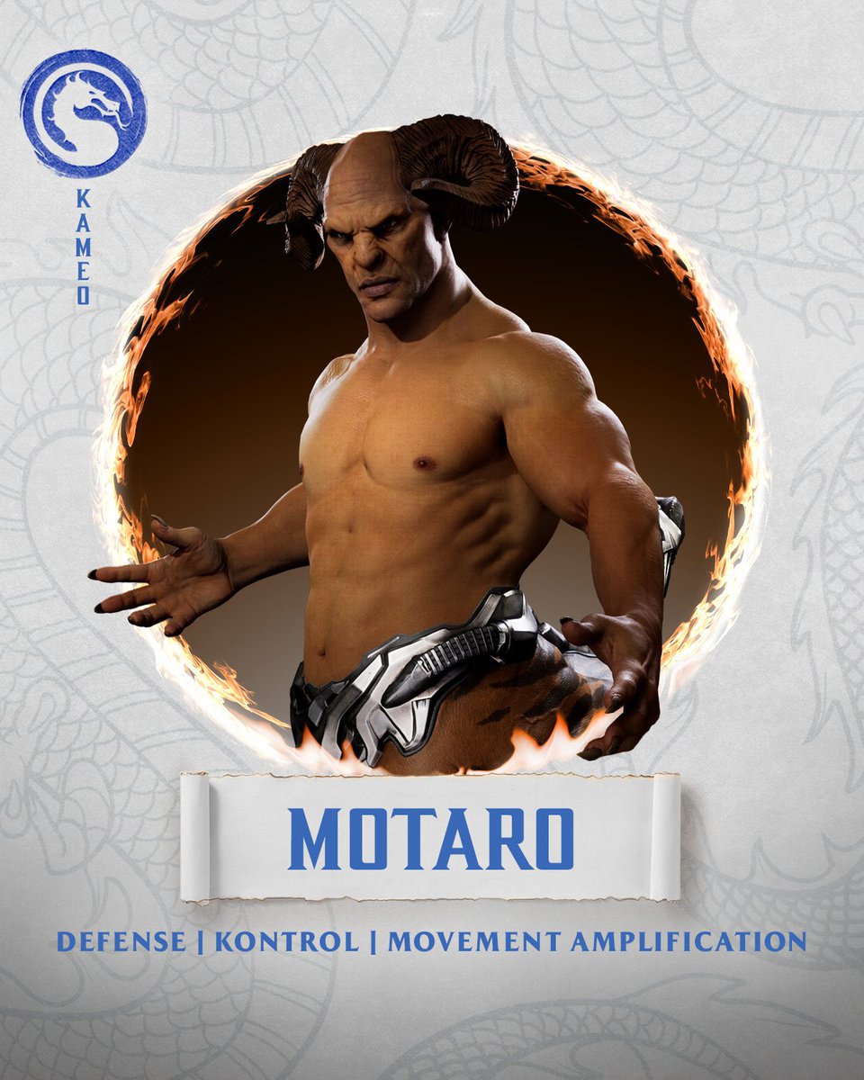 FutureBoyWho2's tweet photo. So far all the Kameos we’ve got and their bios & now Motaro is the most different one so far he deffo kontrols the battle field for sure after that trailer WOW 🤩 #MK1 #MortalKombat1 #Kameos https://t.co/Tl65CqlynN