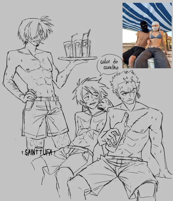 its been rly hot in portugal lately :c
also i was gonna draw miku next to luffy but changed to zoro 