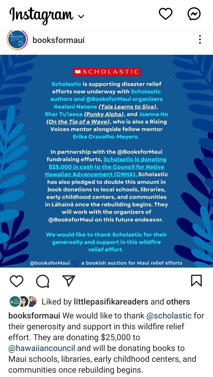 MaliaMaunakea's tweet photo. Mahalo @Scholastic for donating $25,000 to the Center for Native Hawaiian Advancement!! https://t.co/LnmQi1Yqx5