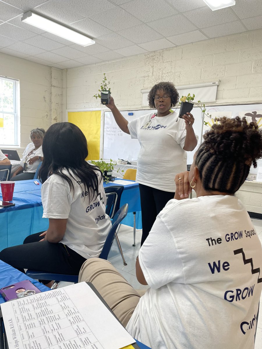 Ms. Fields gave each staff member a plant to watch and grow. We have to nurture, love and watch them grow like our children. #elementary-hope