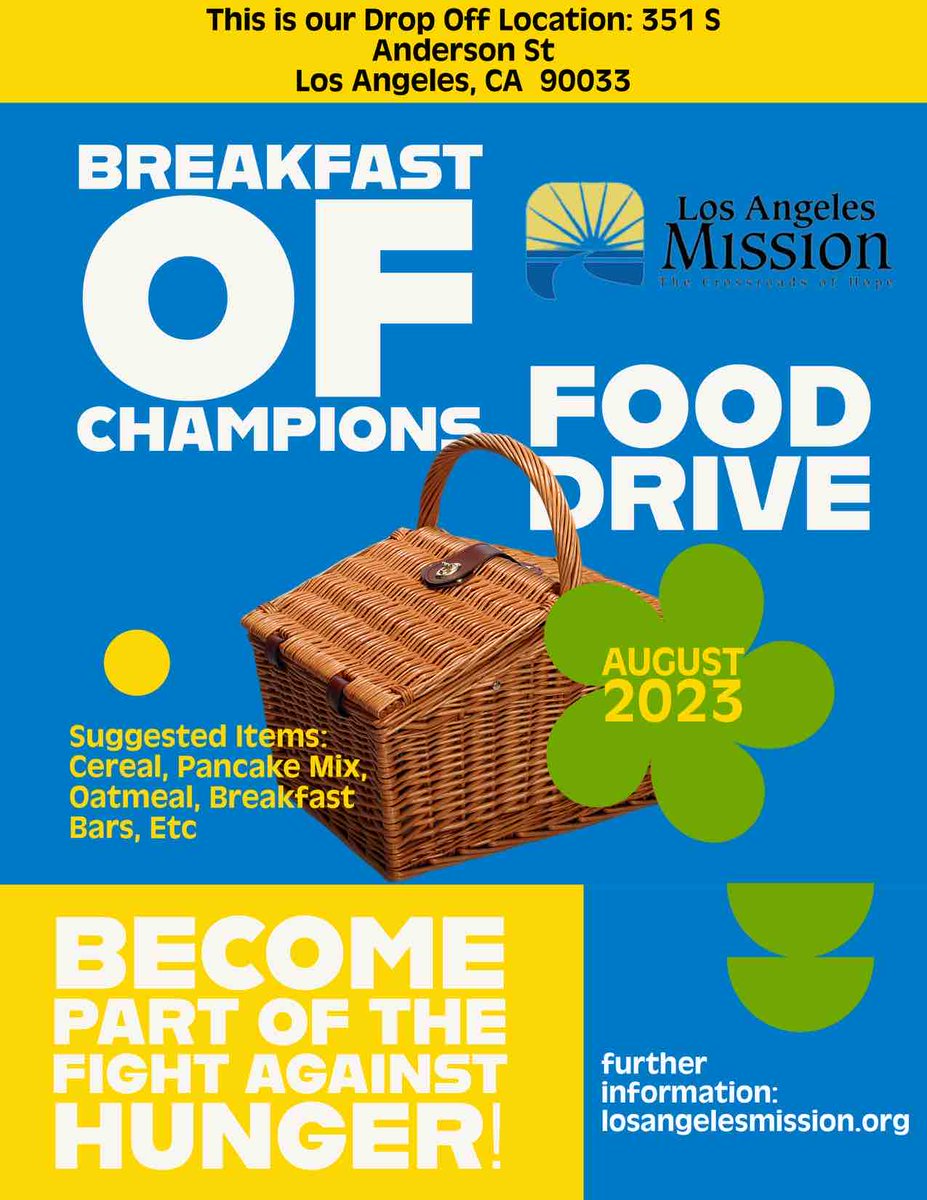 This August, support @thelamission’s Breakfast of Champions Food Drive. Donate cereal, pancake mix, oatmeal, breakfast bars & more. Every item uplifts someone’s day. Learn how at losangelesmission.org. Together, we nourish our unhoused community. #LAMissionChampions