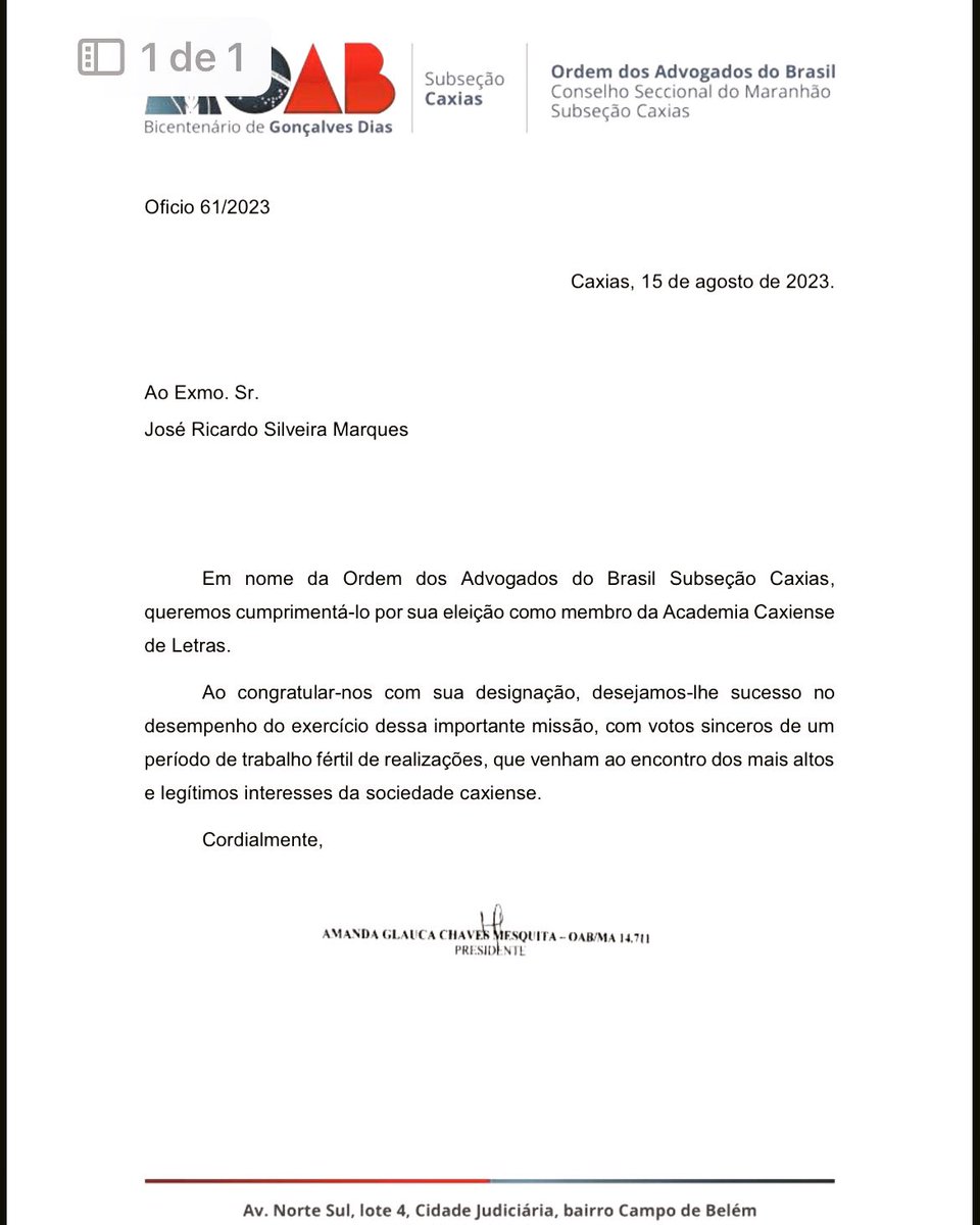 1ricardomarques's tweet photo. Grato aos colegas advogados e advogadas pelas congratulações, em especial à nossa presidente Amanda Glauca.
#caxiasma #oabma #academiacaxiensedeletras https://t.co/IQHoxICfXA