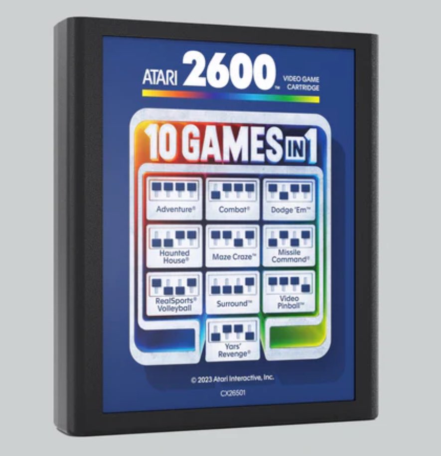Mertallix's tweet photo. ATARI 2600+ 
-plays 2600 &amp; 7800 game cartridges 
-HDMI with widescreen mode
-10-in-1 game cartridge included 

currently available for pre-order and will ship in November 2023.
#atari #atari2600 #gamesystem #RETROGAMING #atari7800 https://t.co/kJ4Hk7wqkn