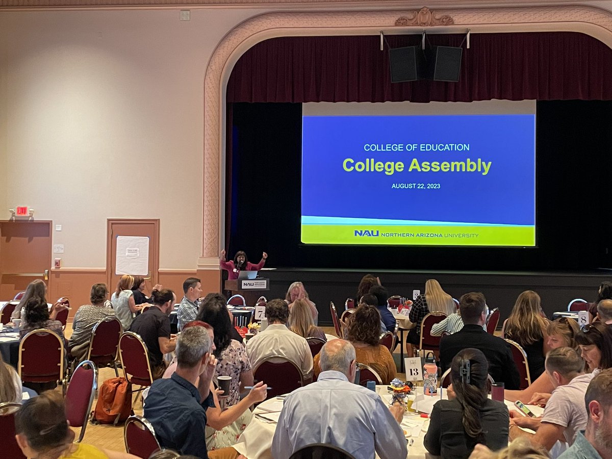 Did you know the Arizona K12 Center is a part of @NAU’s College of Education? Several staff members were in Flagstaff today for the @naucoe1’s back-to-school assembly to kick off the new NAU school year!