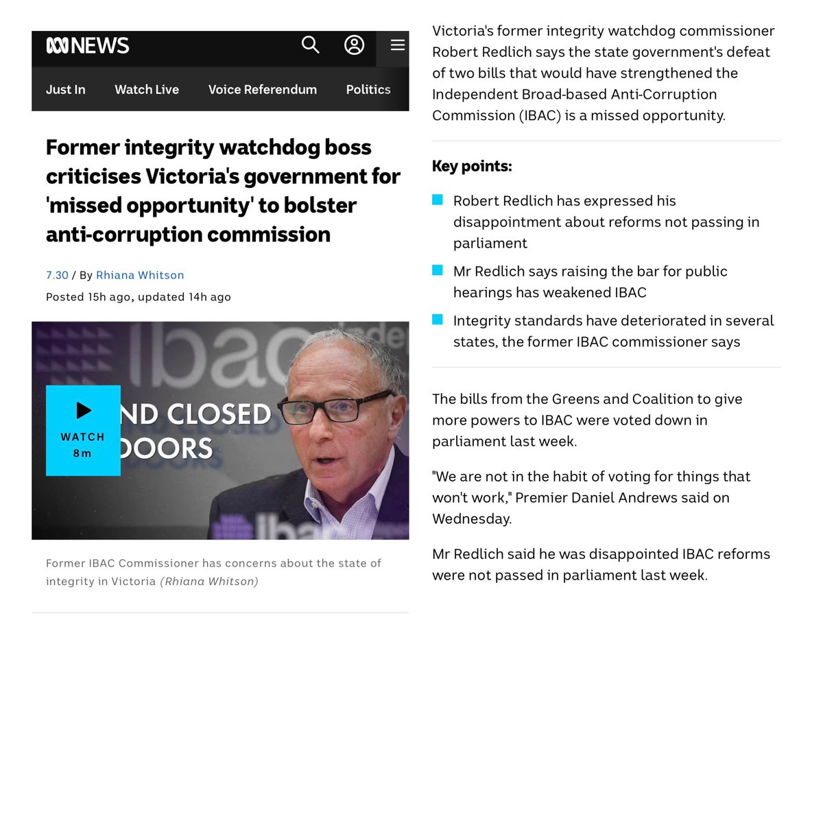22thinkinggirl's tweet photo. Daniel Andrews on why he failed to support greater powers for our anti corruption authorities.
NO MORE EXCUSES DAN RESIGN
"We are not in the habit of voting for things that won't work, Premier Daniel Andrews said”
#IBACDan #Resign #Corruption #SpringStreet https://t.co/buOCiycG0a
