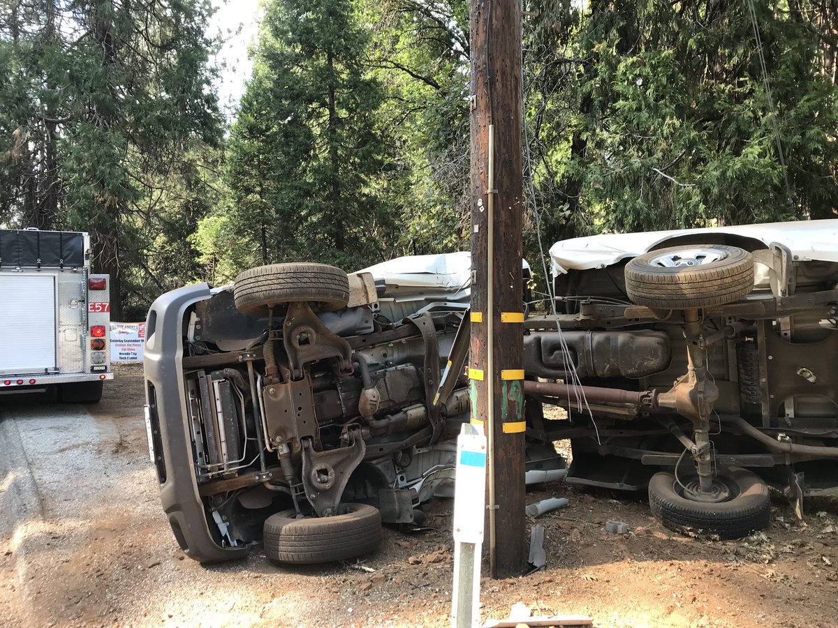 PCP_FIRE's tweet image. Peardale-Chicago Park Fire responded to a vehicle into a power pole on Hwy 174 at Bass Trail. One patient was transported by Sierra Nevada Ambulance. Ophir Hill Fire also responded. #PCPFire #OphirHillFire #CHP #NevadaCounty