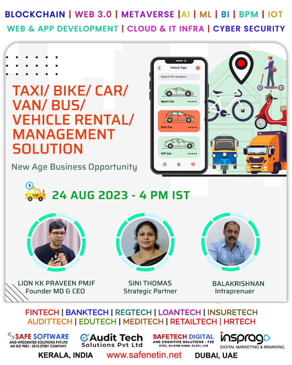 Dive in for the most existing webinar is the week on #taxi #bike #car #rentalmanagement #solution 

Catch you all on Zoom 
Timing 4 pm 

DM for partnerships and collaborations