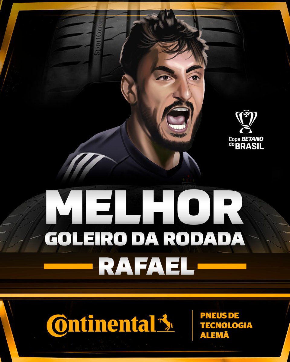Nas graças da #TorcidaQueConduz e eleito o melhor goleiro das semifinais! 🧤

Na hora exata, mostrou segurança, eficiência e confiança na meta. Função!

Tricolores elegeram Rafael! Ele chegou por aqui, <a href="/ContiBR/">Continental Pneus</a>! #GoleiroContinentalDaRodada
