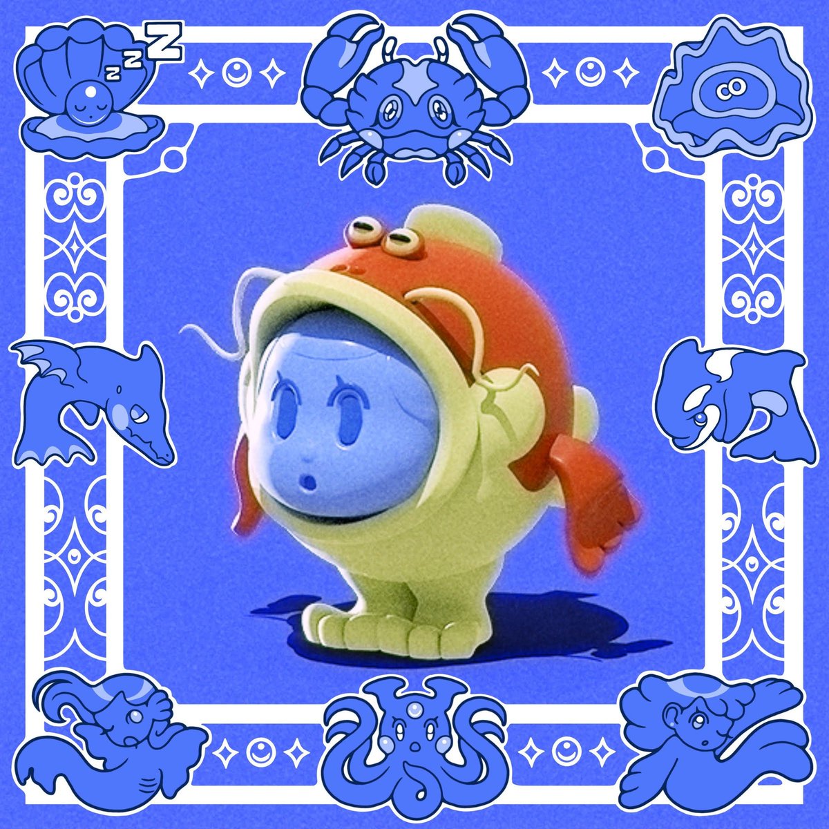 Collab w my friend X, who designed the creature and made the border