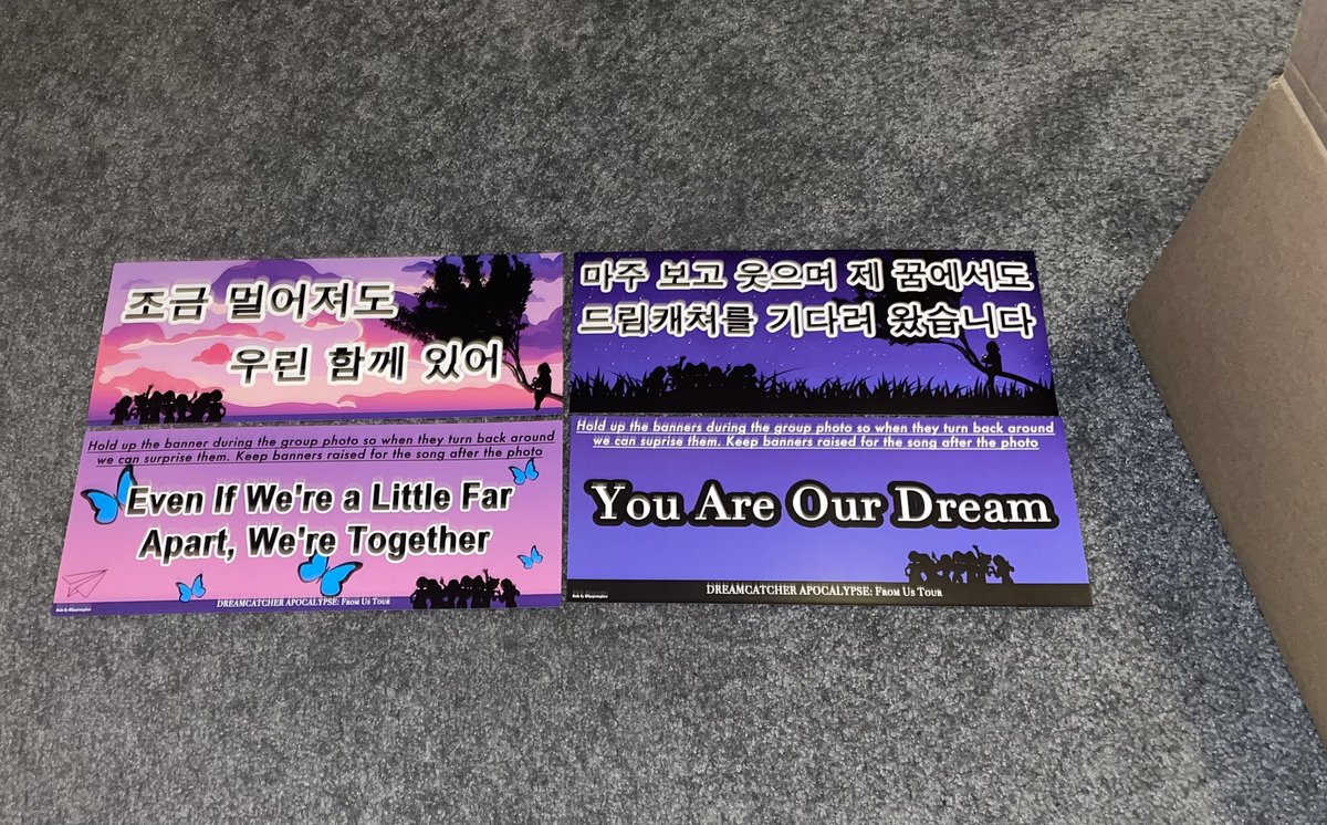 OpalInSomnia's tweet photo. Banners for Dreamcatcherโs Toronto and Orlando shows are all ready to go. ๐๐๐๐
#dreamcatcher #dreamcatchertour #dreamcatcherfromustour #dreamcatcherinorlando #dreamcatcherintoronto #kpopusa #kpopcanada #bannerevent #dreamcatcherbannerevent #dreamcatcherevent https://t.co/5rXaZZaHdZ