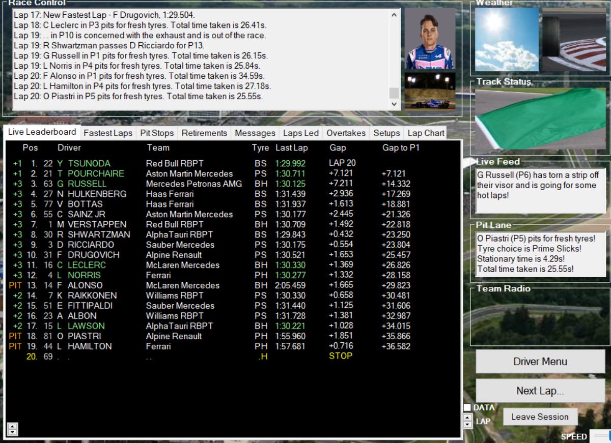 Formula0_versee's tweet photo. 20/60

INACREDITAVEL!! @gaslydof0 IGNORA AS ORDENS DA @Mercedes_F0 APOS A EQUIPE ALEMÃ NAO CONCORDAR EM DAR A PRIMEIRA POSIÇÃO PARA O FRANCÊS!!!

@gaslydof0 É ESPREMIDO POR @georgerussellf0 MAS O FRANCES ACABA TOCANDO NO SEU COMPANHEIRO QUE SEGURA O CARRO, MAS O POLE SE DA MAL E PARA NO MURO ASSIM ABANDONANDO A PROVA!!!
