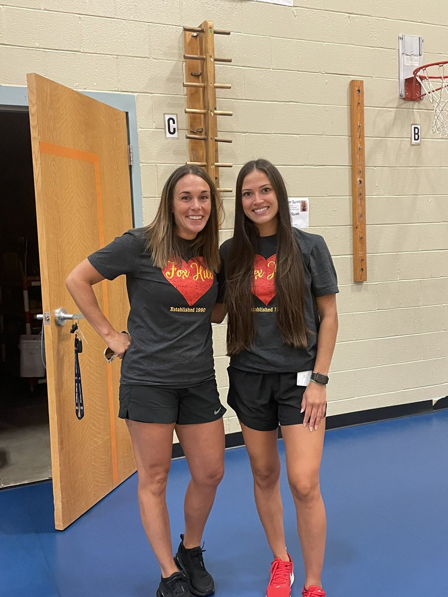 New teaching partner this year 😄#NKC1stDay Year 20 for me and year 4 for Coach Milne <a href="/m_peyton/">Coach Milne</a>. Our 1st twinning pic together 👯‍♀️.   <a href="/NKCSchools/">NKC Schools</a> <a href="/FH_NKCSD/">Fox Hill Elementary</a> #PhysEd