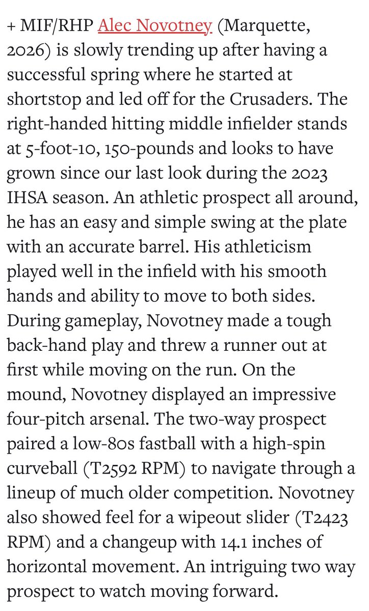 Thank you for the write-up @PBRIllinois !
<a href="/ChicagoELITE18u/">Brian Forystek</a> <a href="/MarquetteBasbl4/">Marquette Academy Baseball</a> <a href="/4Marquette/">MARQUETTE ATHLETICS</a> <a href="/ericwelsh23/">Eric Welsh</a>