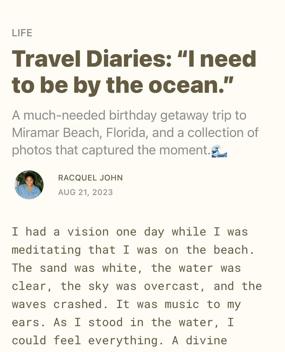 RacquelBJohn's tweet photo. In my latest newsletter, I talk about how a vision I had one morning became a reality. It looked exactly like this photo.🔗 — https://t.co/DNLcZQlm11 
#writer #actor #painter https://t.co/f4qq38UA4a