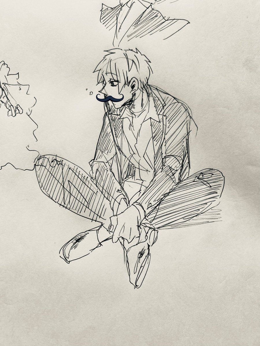 朝の一発描き
あぐらも陸でしかできないよね
(口ミスったのでお髭ですまねえ) 