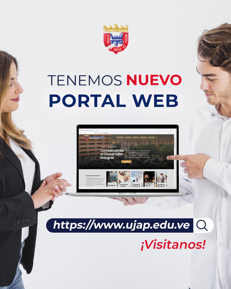 Estamos muy felices de anunciar que nuestro nuevo portal web ya está disponible🎉

Un entorno dinámico, creado para mostrarte las potencialidades de nuestra #UJAP. 

Visitanos en: ujap.edu.ve y descubre por qué somos una Universidad de Excelencia. 

¡Te esperamos!