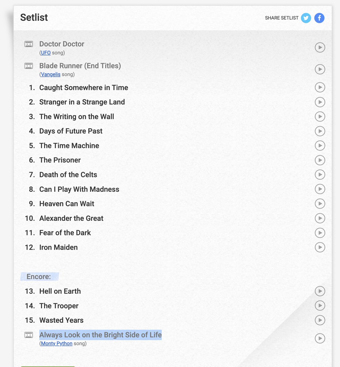 kaansezyum's tweet image. 🎵 Iron Maiden&apos;ın da konserlerinin sonunda çaldığı Monthy Python parçasının da dediği gibi &quot;Hayata hep iyi tarafından bak&quot;... Her an ölüm var sonuçta. 
#uptheirons #monthypython open.spotify.com/track/4DEcdqqK…