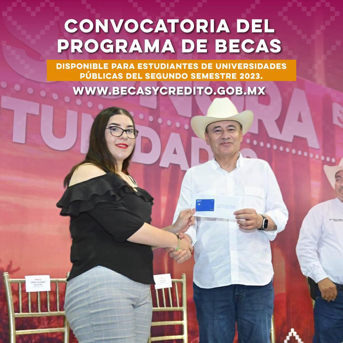 AlfonsoDurazo's tweet photo. ¡Ya arrancamos la convocatoria del programa de becas para estudiantes de universidades públicas para este segundo semestre de 2023! La convocatoria estará abierta hasta el 3 de septiembre. Regístrate en: https://t.co/j5hM780nt5 https://t.co/PluZQ8Z7Za