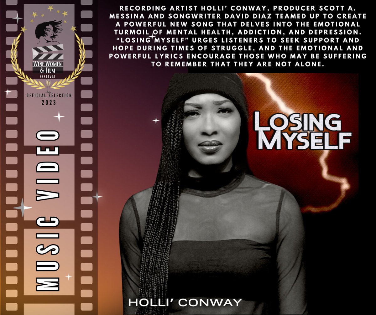 Congratulations to artist Holli’ Conway, Producer Scott A. Messina, Songwriter David Diaz and their crew for the Official Selection of “Losing Myself” in the Best Music Video Category for the 2023 WWFF Season! 😀🍾🥂👍 <a href="/iShowcase/">iShowcase</a>