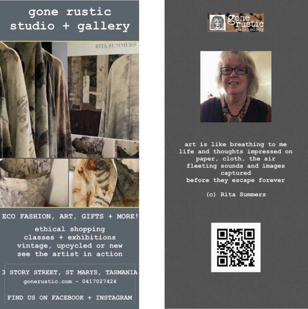 gonerustic's tweet photo. New rack cards ordered! Image shows front and back.
https://t.co/VH9SKxO0Bk
#cards #rackcards #advertising #newaddress #ethicalshopping #fashions #eco #studio #gallery #retail #onlineshopping #tasmania https://t.co/v63heBVXqK