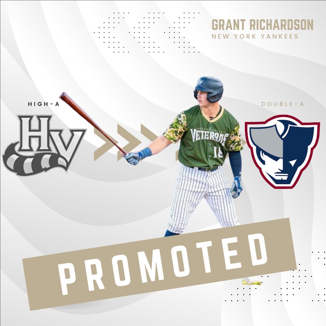 Congratulations to Grant Richardson on being promoted to Double-A Somerset! Grant heads to Somerset after hitting .303/.410/.606 so far in the month of August at the High-A level! #PSIFamily