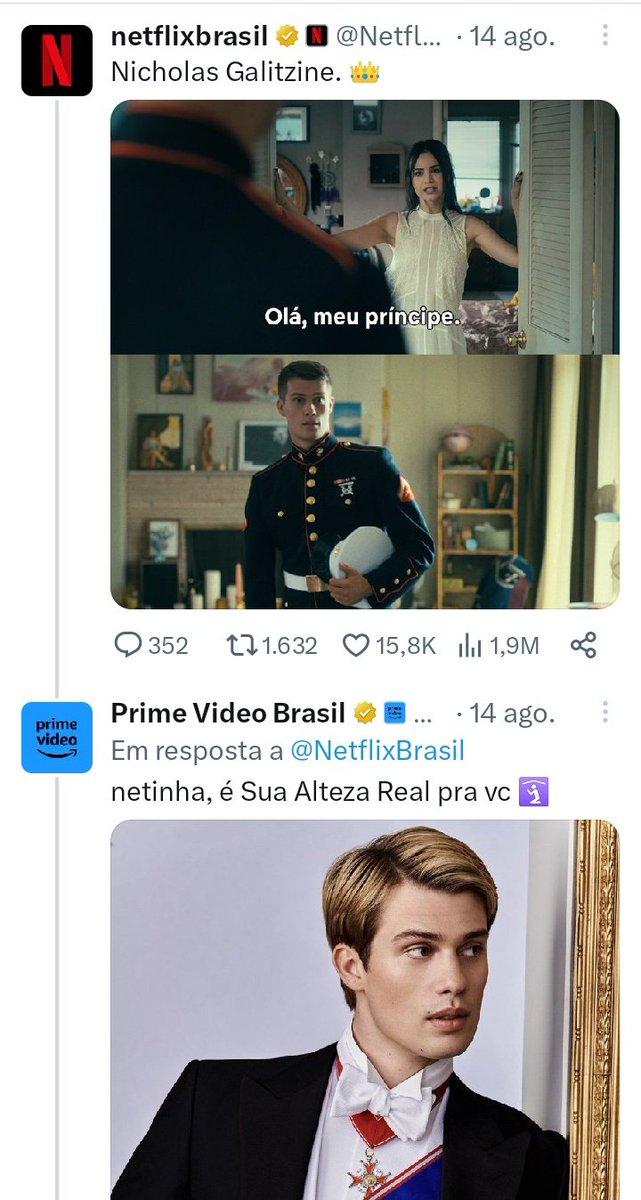 não tô aguentando com a rinha da prime e da Netflix pelo Nicholas e pelo Taylor