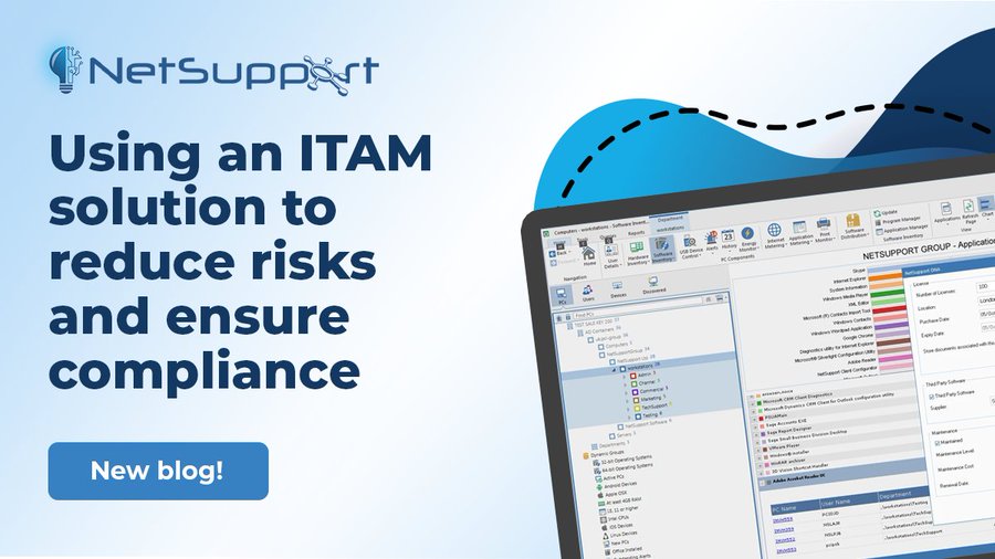 NetSupportTom's tweet photo. As corporate environments become increasingly technology-heavy, no company wants to leave itself vulnerable to risks or non-compliance issues.
Read our latest blog and see how #NetSupportDNA can help your organisation avoid such issues - https://t.co/WvBXNqsdZc.
#ITAM https://t.co/PjeBD9FLzW