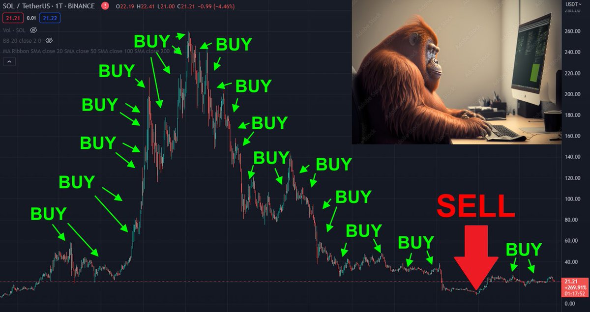 Hey Gang

My Orangutan has updated our Trading Strategy on $SOL for the upcoming Bull Run!

We will be buying all up to $10k (my price target), then revising the price target, hoping for $50k, buying all the way down to $30 and tax loss harvesting on steroids at $9.12 again!

NFA
