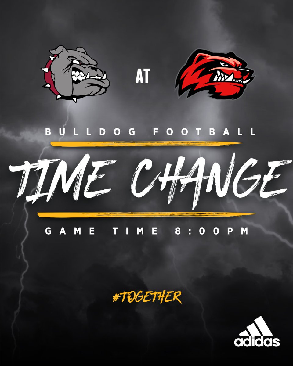 JMRHS_Athletics's tweet photo. BULLDOG NATION...Friday's football game at West Cabarrus is now at 8:00PM. https://t.co/ZH72qugxEM
