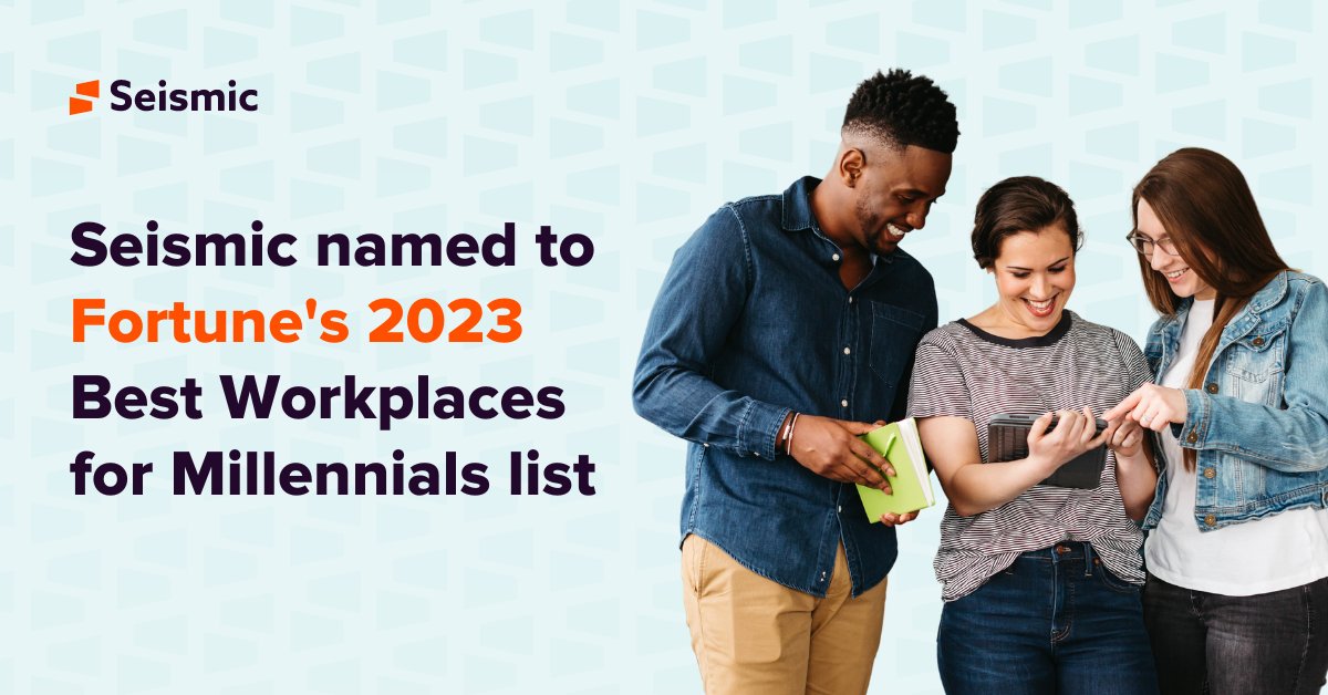I'm proud to work at Seismic, one of Fortune's Best Workplaces for Millennials™ 2023! 🏆🎉

This recognition is a testament to the culture fostered by our #OneSeismic team. Kudos to my fellow colleagues for making Seismic a great place to work!

#BestWorkplaces #GPTWcertified