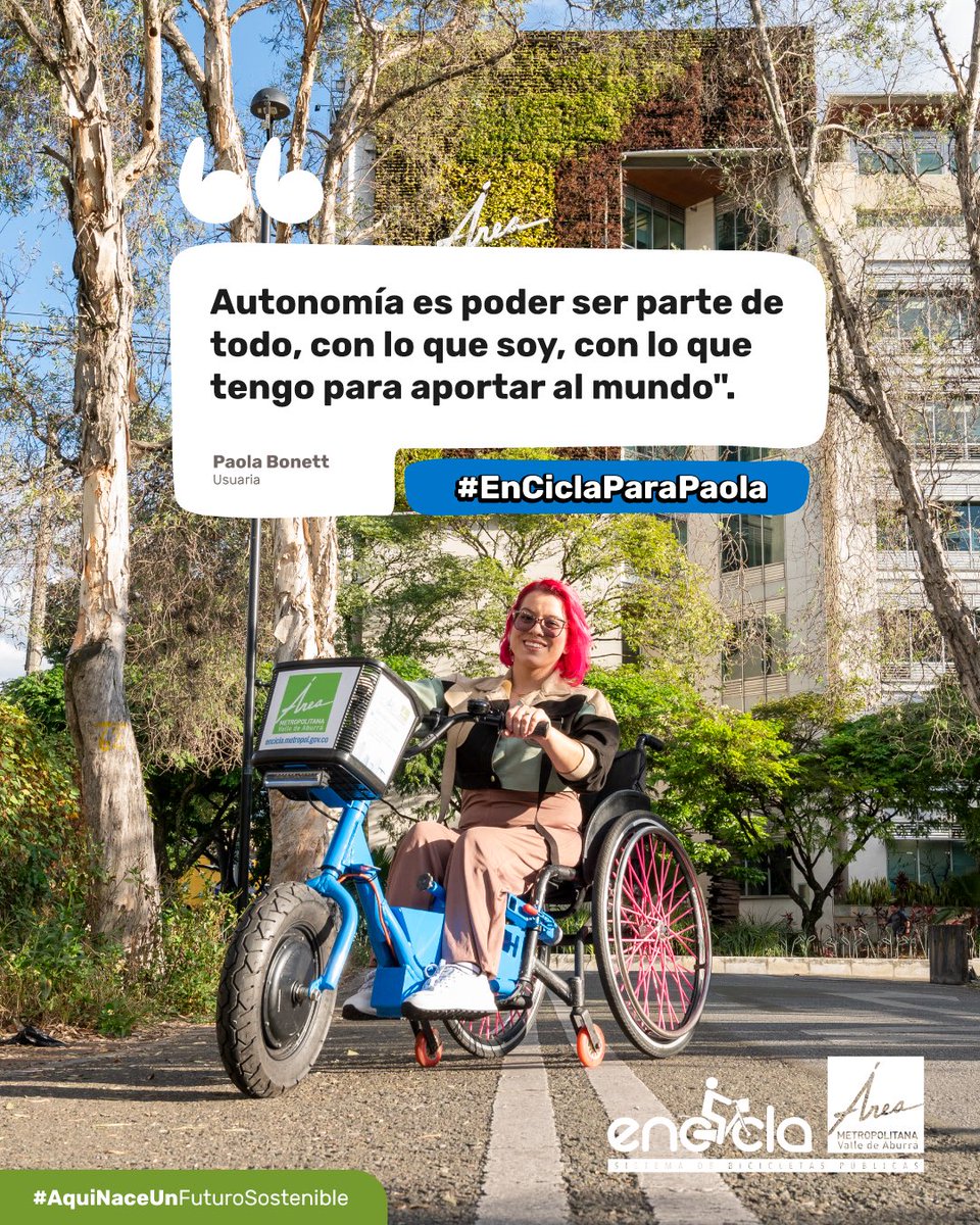 Areametropol's tweet photo. Transformarnos y seguir construyendo una región para todos y todas; con esta prueba piloto, de la cual compartiremos más información pronto, aportamos a un #FuturoSostenible 🌱🦽.

Paola Bonett es inspiración para @encicla.

#EnCiclaParaPaola https://t.co/8cZJoJPDOh