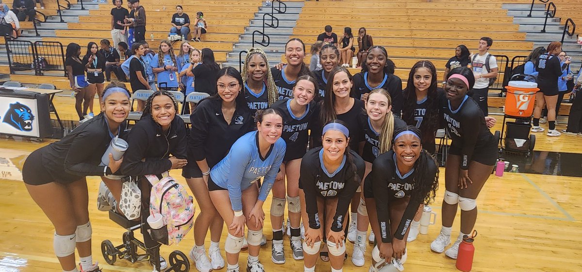 KatyISDAthletic's tweet photo. Interim Coach Kim Boyd has the paetow panthers sitting 1-0 in district play after winning in 3 sets tonight! https://t.co/5pEdN1GNUf