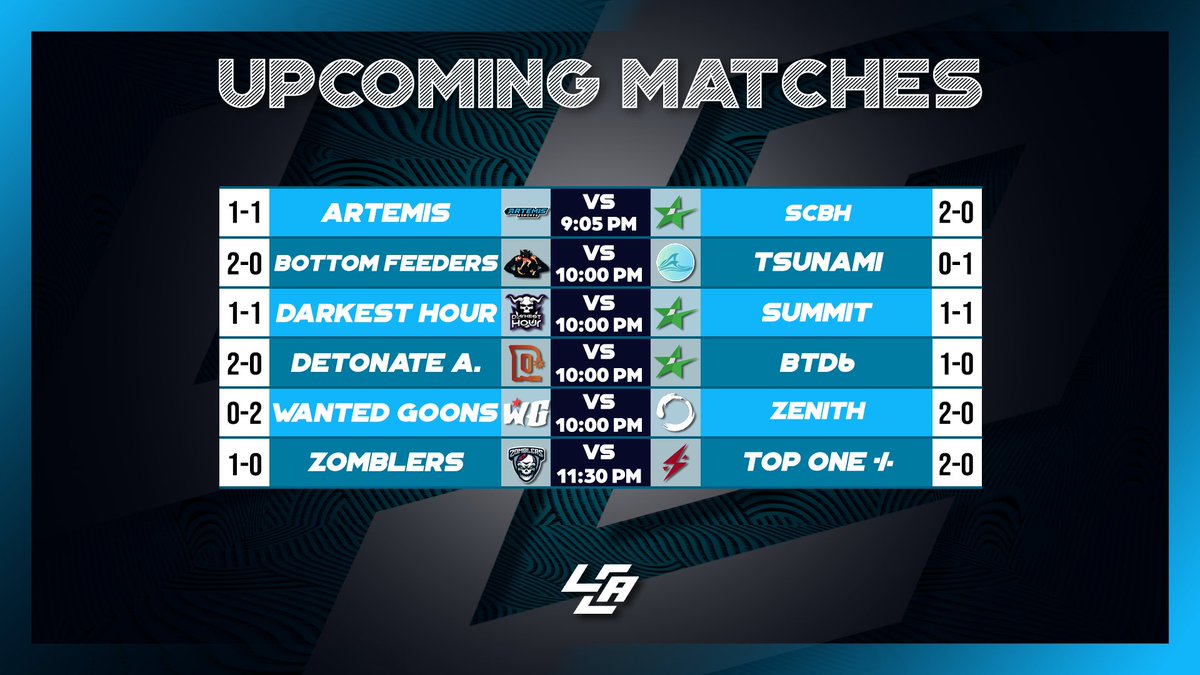 LCABroadcasting's tweet photo. 🚨 Tonight's Matches Covered by LCA!🚨
⚔️ @EsportsArtemis VS #SCBH
🎙️ @DJobin98
⚔️ #BottomFeeders VS @TsunamiEsports0
🎙️ @cernersandals & @GETTHEBAGMARK
⚔️ @ggDarkestHour VS #Summit
🎙️ @V1nsonCasts & @WxFan21
Streams in the replies below!⬇️ https://t.co/4oSjIkXoNT
